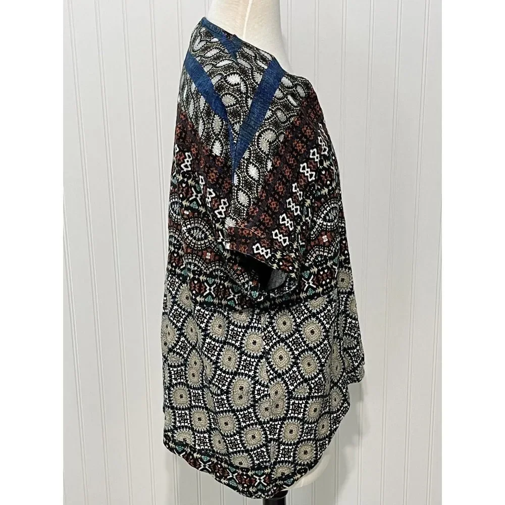 Desigual Jamil Geometric Short Sleeve‎ Cardigan Tank Top Combo Small Black Red - Picture 9 of 14